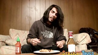 Shaggy straight dude shows his twink ways while wanking