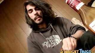 Shaggy straight dude shows his twink ways while wanking