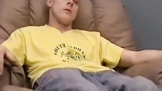 Horny and muscular guy wanks off huge dick until he cums a lot