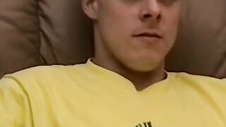 Horny and muscular guy wanks off huge dick until he cums a lot