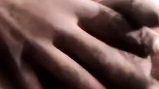 Handsome black amateur jerks off his BBC and cums solo