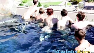 Twinks has his ass sprayed with jizz after barebacking
