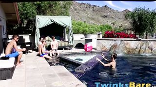 Twinks has his ass sprayed with jizz after barebacking