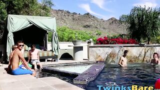 Twinks has his ass sprayed with jizz after barebacking