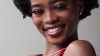 Teen black panther shows her dark pussy