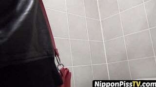 Japanese beginner shot during pissing meeting