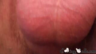 Bearded John Powers secretes milky cum on the table after jacking off