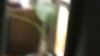 Hairy pussy cutie pussy plays while kinky voyeur watches
