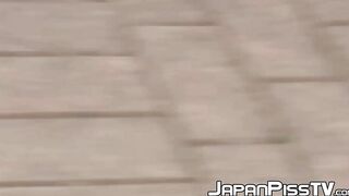 Hidden camera recorded kinky Japanese babes pissing outdoor