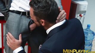 Wild man in suit Logan Moore rimmed and doggystyle pounded