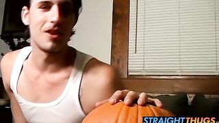 Billy and Chain carves holes on pumpkin and fucks