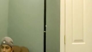 Horny gay guy dick spanks fat ass before wanking up to cum