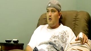 Horny gay guy dick spanks fat ass before wanking up to cum