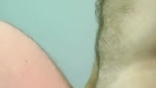 Horny gay guy dick spanks fat ass before wanking up to cum