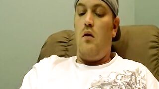 Horny gay guy dick spanks fat ass before wanking up to cum