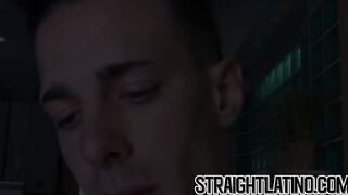 Tattooed straight jock jerks off his big cock for cash