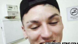 Tatooed str8 Latino jock fucked bareback after sucking cock