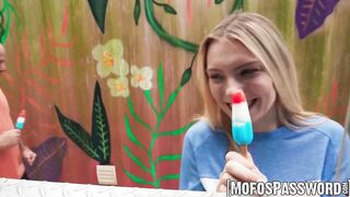 Naughty blonde Carly Rae craves my cock more than ice cream
