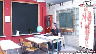 German school girl does three-way at university