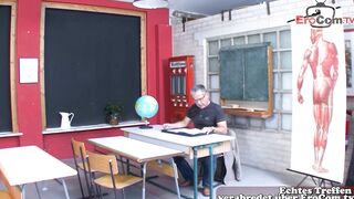 German school girl does three-way at university