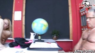 German school girl does three-way at university