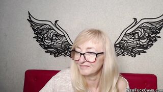 Blonde MILF with glasses on webcam