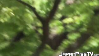 Beautiful Asian hotties pissing outdoor in kinky compilation