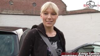 German street casting with a blonde bimbo