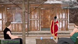 Desi Lady Restaurant Owner Fucked By Two Labores Boy Threesome Sex