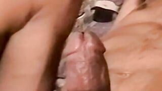 Young black amateur barebacks fat mature man with his BBC