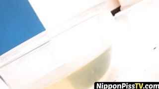 Clothing peeing with staggering short haired Japanese goddess