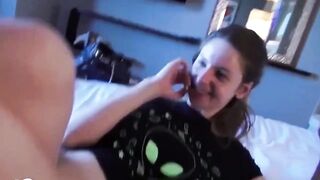 Young skank wanted 2 huge cocks inside her hole
