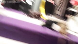 Shoe shopping Mistress shows open legs, lingerie Bae toes legs