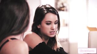 Skinny dark haired licks boss to keep job