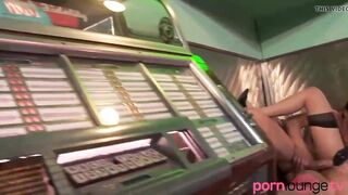 Babes got cum on long hooters and inside mouth