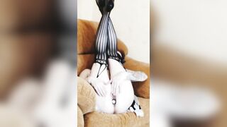 The maid has fun into all holes