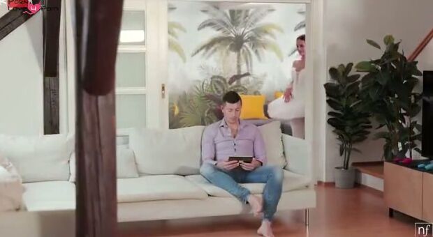 By day Betzz is a ballerina. She has plenty of practice to do but she also live streams it so her fans can view. 1 of those fans is Nick Ross her BF.As soon as Betzz is done with her cooldown she slides in the room where Nick is watching he two