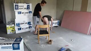 Blonde Teen Gets Creampied by Worker on Construction Site