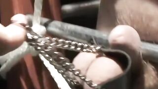 Poor submissive dude Chet Walker takes the painful heavy chain tugging his meat