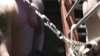 Poor submissive dude Chet Walker takes the painful heavy chain tugging his meat