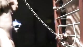 Poor submissive dude Chet Walker takes the painful heavy chain tugging his meat