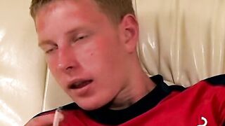Blowing smoke on his cock then sucking it for pleasure