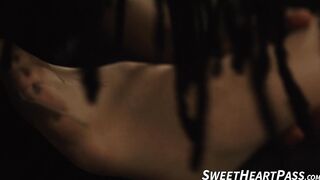 Tattooed Sinn Sage arched his back for hardcore pussy fingering by black lesbian Kira