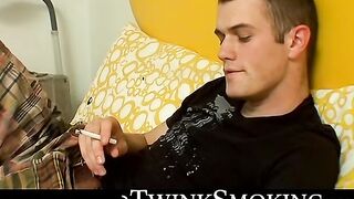 Chainsmoker Bryce Corbin lights up his favorite smoke and starts jerking off