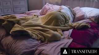 TRANSFIXED - Ladyboy Eighteen Erica Cherry Lets Her Cis BFF Play With Her Penis During Sleepover w/ CUMMED
