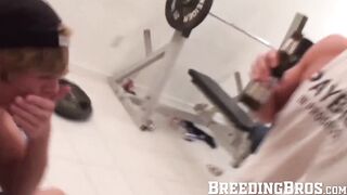 Pretty blonde dude bottoms for his drunk college friends