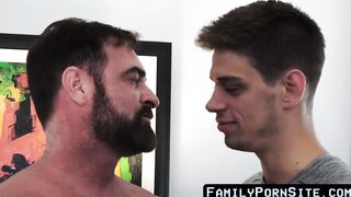 Mature studly daddy screws his stepson and his gay sweetheart