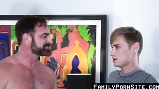 Mature studly daddy screws his stepson and his gay sweetheart