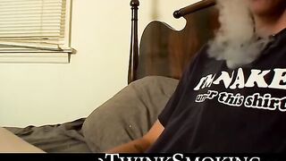Heavy smoker Cain fires up multiple smokes while working on his bone
