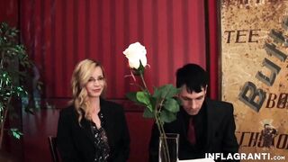 Bondage blonde mom tasting cock